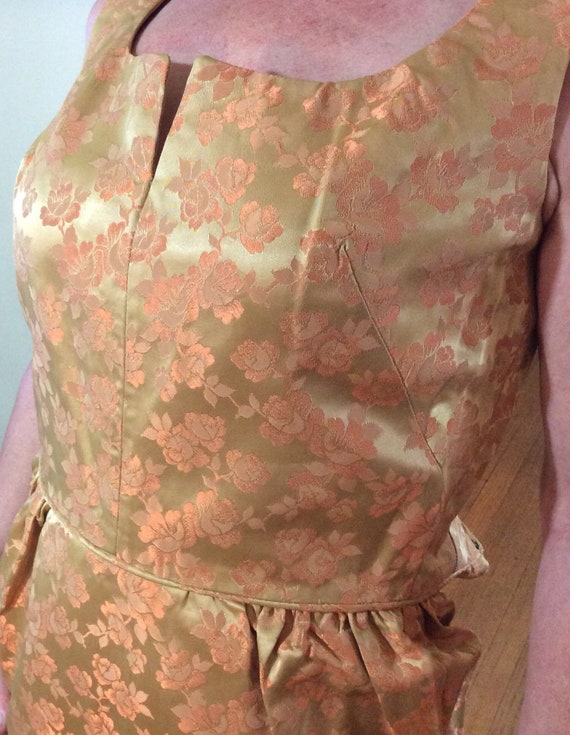 Floor length vintage dress, Copper flowers on cha… - image 9