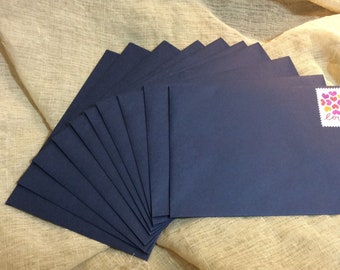 Navy blue 5 x 7 envelopes, set of 100 medium reply envelopes, blue stationery, smooth 50 lb envelopes, gummed seal, money gift card holder