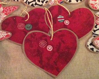 Heart Fabric Gift Tag Ornaments: Reusable Christmas Package Toppers