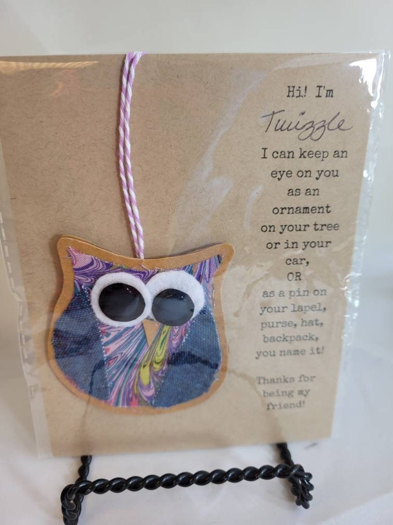 Owl backpack Pin, Christmas ornament, package topper, teen girls, teacher stocking stuffer, back to school gift, scarf clip, secret santa image 2