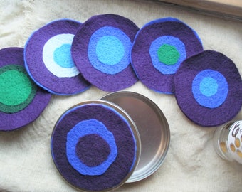 Reversible Felt Coasters: Modern Mug Rugs, Set of 5