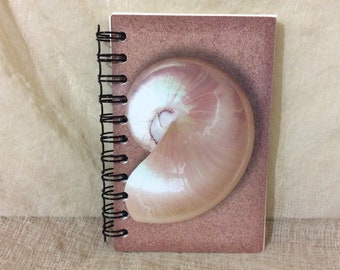 Sea shell notebook, 4 x 6 blank writers journal, Beach Party Favor, spiral bound travel jotter, small seashell notepad, gift for traveler
