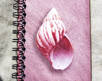 Seashell notebook, mini journal, spiral notepad, beach theme gift, destination wedding, bulk wedding favors, ocean jotter, beach wedding