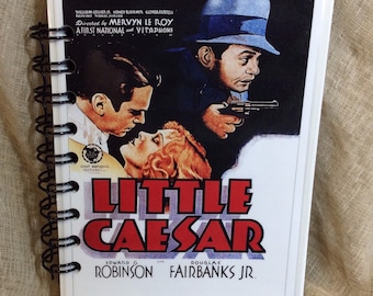 Little Caesar Gangster Movie lovers journal, silver screen spiral notebook, Christmas gift for him, movie log, Edward G Robinson