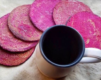 Thick felt coaster, reversible mug rugs, housewarming gift, Set of 6, first apartment, thank you for her, stocking stuffer, easter basket