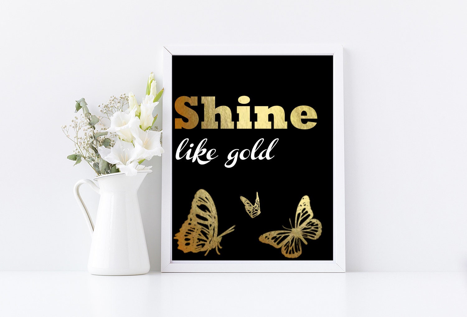 Gold Wall Art Black and Gold Print Downloadable Quote Wall Etsy