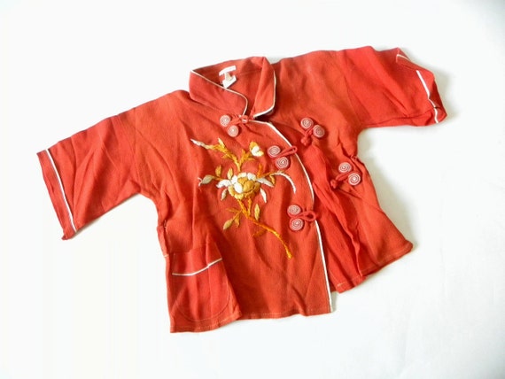 1940s/50s Japanese Silk Embroidered Child's Pajama