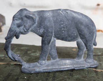 Miniature Elephant, Zoo Animal, Wild Animal Figure, Metal, Vintage