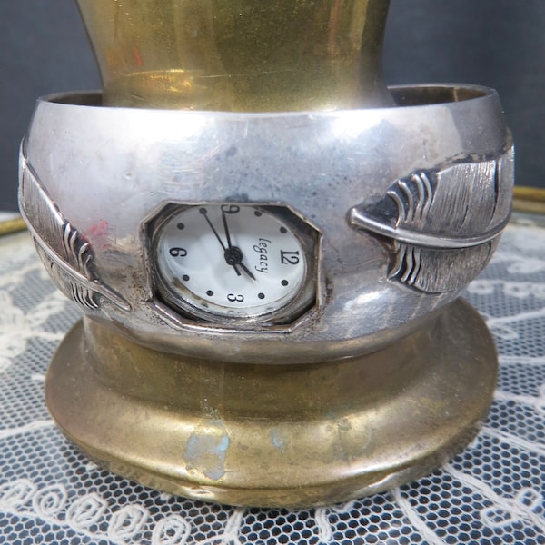 Vintage Wil Vandever Sterling Silver Cuff Bracelet Watch Signed Navajo Silversmith WORKS REDUCED PRICE