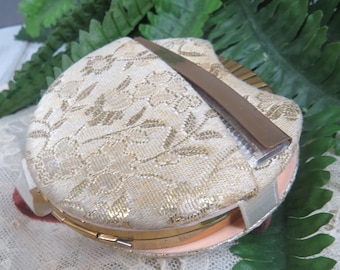 Vintage Majestic Powder Compact Brocade Case Comb Mirror