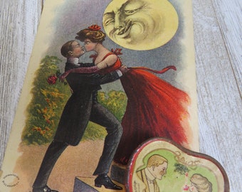 Moonlight Sonata Valentine's Day Card Man in the Moon & Huyler's Miniature Sweetheart Gum Tin