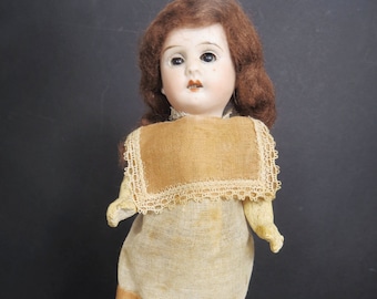 Vintage German Bisque Doll Rauenstein Porzellanfabrik Composition Jointed Arms & Leg, Sleepy Eyes Teeth