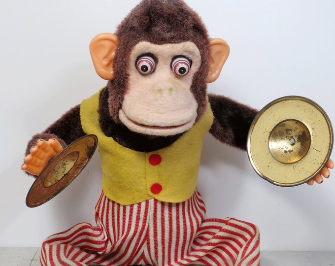Vintage Clapping Monkey Toy With Cymbals, 1960s, Shelf Sitter, Not