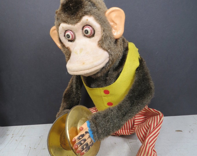 Vintage Clapping Monkey Toy With Cymbals, 1960s, Shelf Sitter, Not
