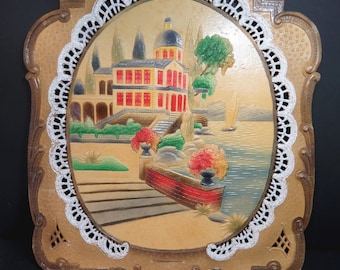 Vintage Embossed Calendar Top Fall Wall Decor Western Germany 3-D Die Cut
