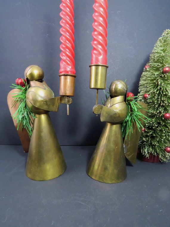 Angel Candle Holders Brass & Copper Set of 2 Holiday Decor Etsy