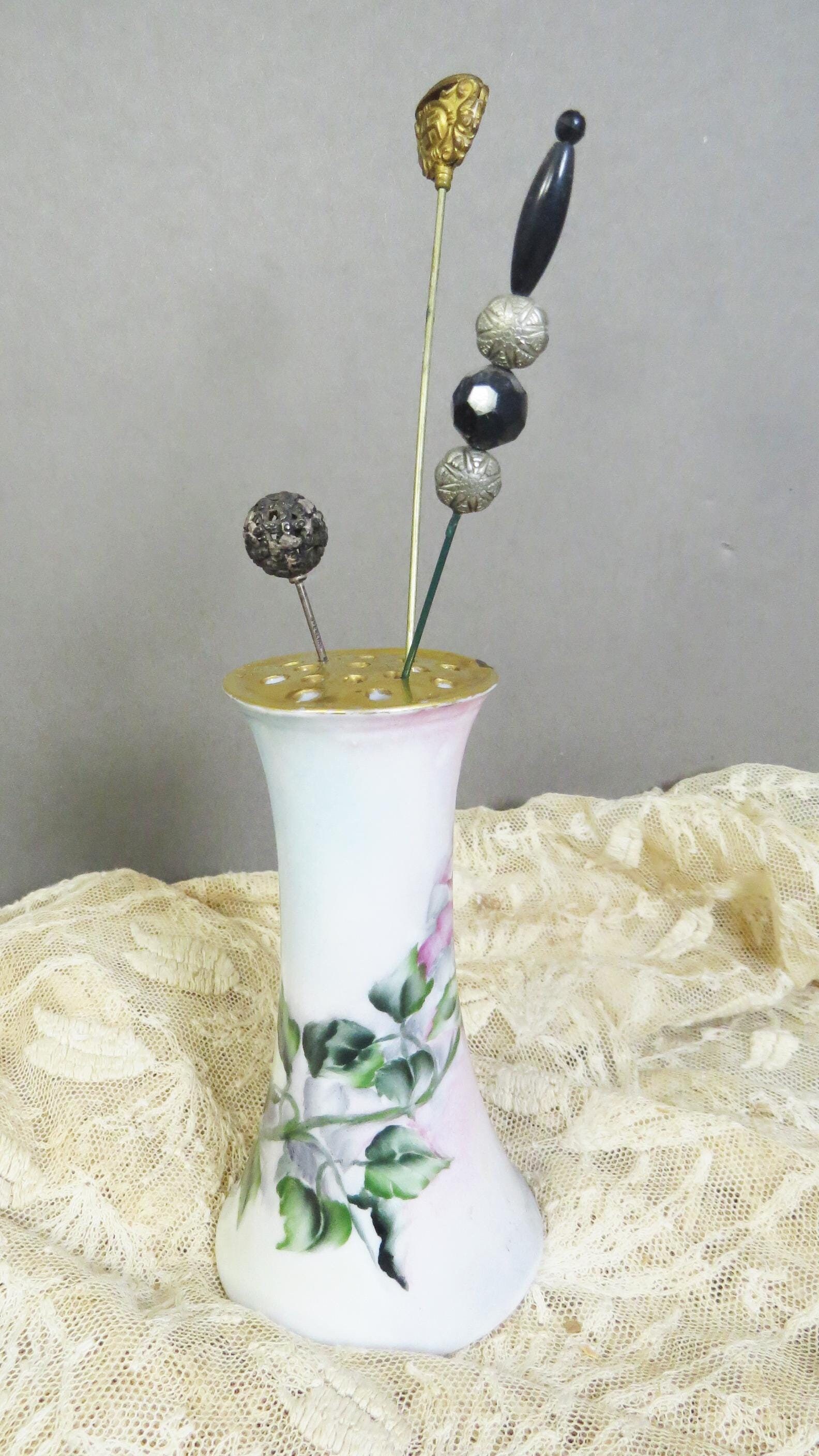 Antique Limoges France Hat Pin Holder 9-Hole Porcelain Floral Gold Trim EUC Hat Pin Limoges - Etsy Ireland main image 2