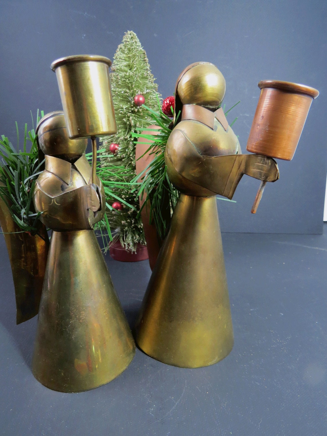Angel Candle Holders Brass & Copper Set of 2 Holiday Decor Etsy