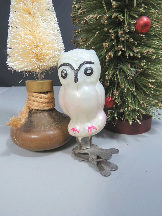 2 Vintage Blown Glass Green /& Red Owls NOS Made In Germany D00