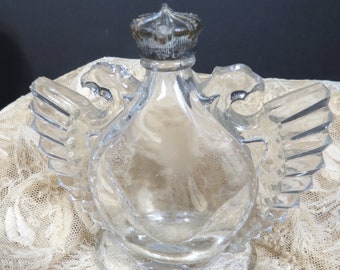 Vintage Nikki by Orloff Perfume Bottle Russian Phoenix Bird Empty Brass Crown Stopper