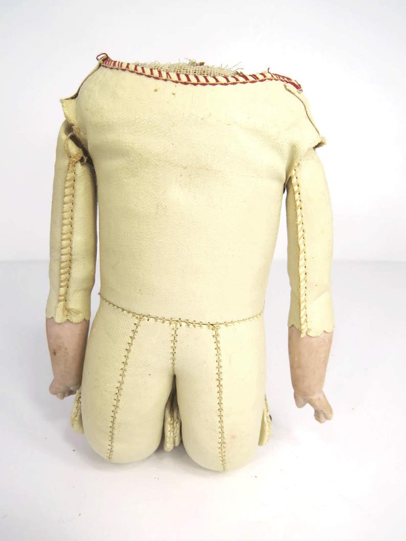 Vintage Leather Doll Body Bisque Hands Jointed Made in Etsy