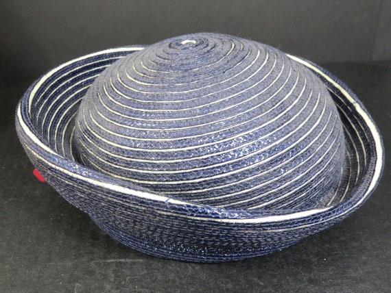 Original Chapeaux Louise Woven Straw Hat, Navy Bl… - image 7