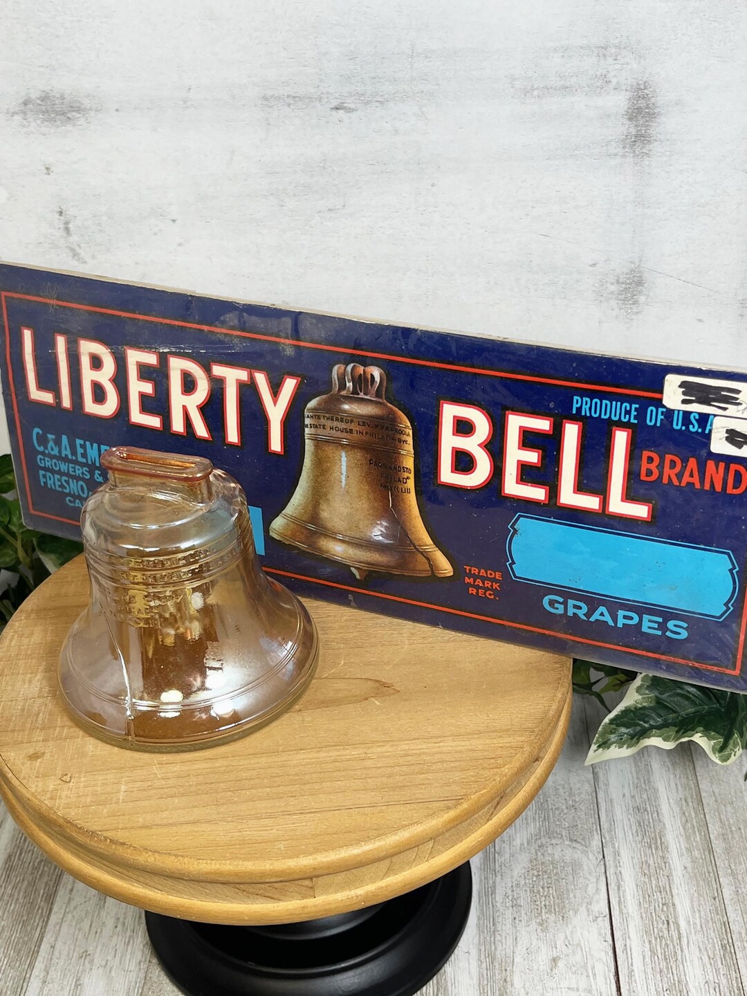 Vintage Liberty Bell Bank & Coordinating Paper Crate Label Anchor ...