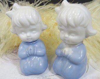 2 Vintage Praying Angel Girls Kneeling Porcelain INARCO Japan Mother's Day Gift