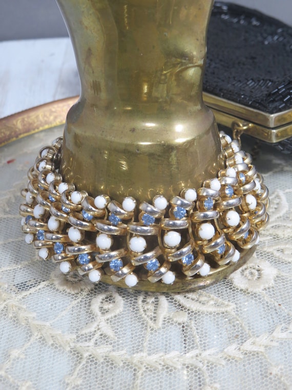 Vintage Hattie Carnegie Bracelet White Glass Stone