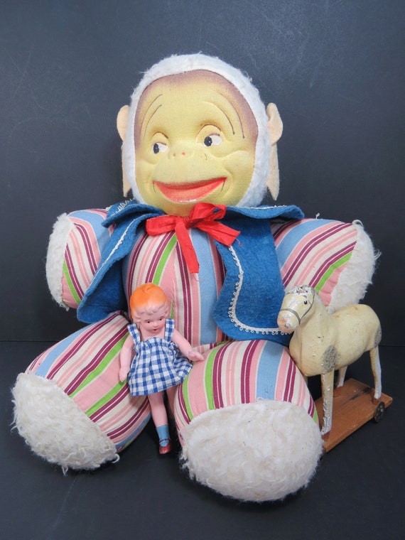Gund Monkey Mask Stuffed Toy, Original Tag, J Swedlin, Hand Painted Fabric Face, Vintage