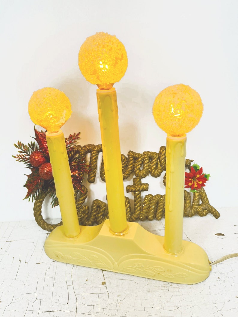 Vintage Christmas Tree Candolier With 3 Icy Light Bulbs, WORKS, Renown