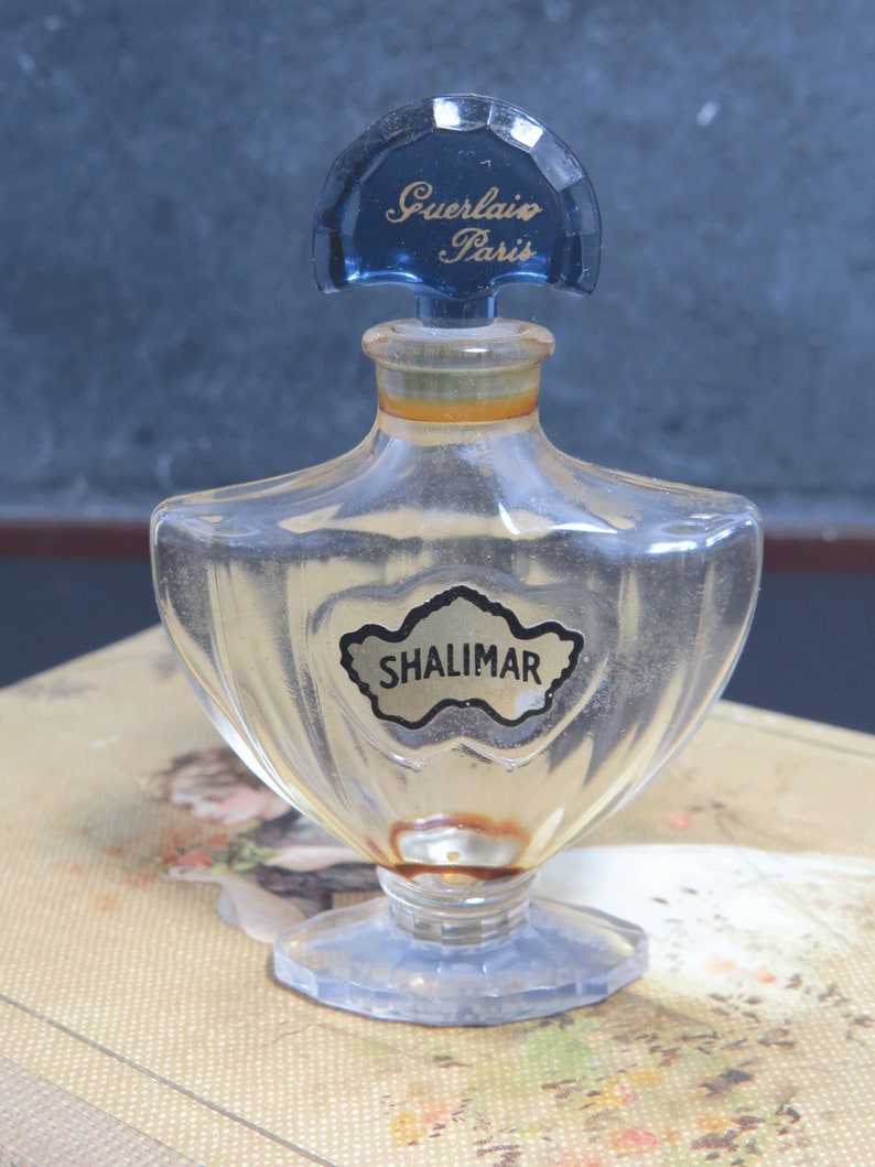 Guerlain Shalimar Perfume Bottle Sapphire Blue Fan Stopper Etsy