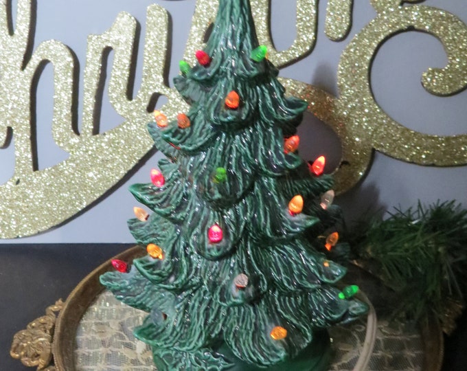 Vintage Small Ceramic Christmas TREE With Stand, Lights Work Etsy