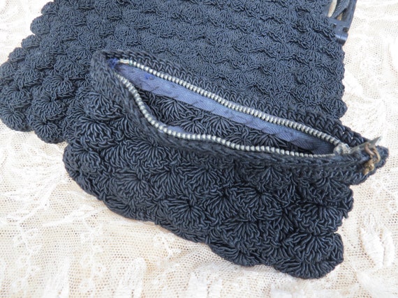 Vintage Black Crochet Purse & Coin Purse Handbag … - image 2