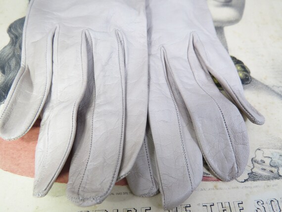 Vintage French Women's Kid Leather Gloves Mid Arm… - image 3