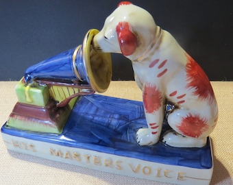 Vintage RCA Nipper Dog with Phonograph Statue Figurine "His Masters Voice" Reproduction
