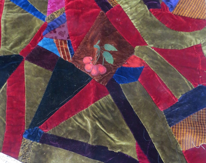 Antique Velvet Crazy Quilt Block Large Grandpa's Wedding Etsy