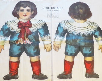 Vintage Little Boy Blue Cloth Cut and Sew Doll UNCUT Original Selchow & Righte LARGE