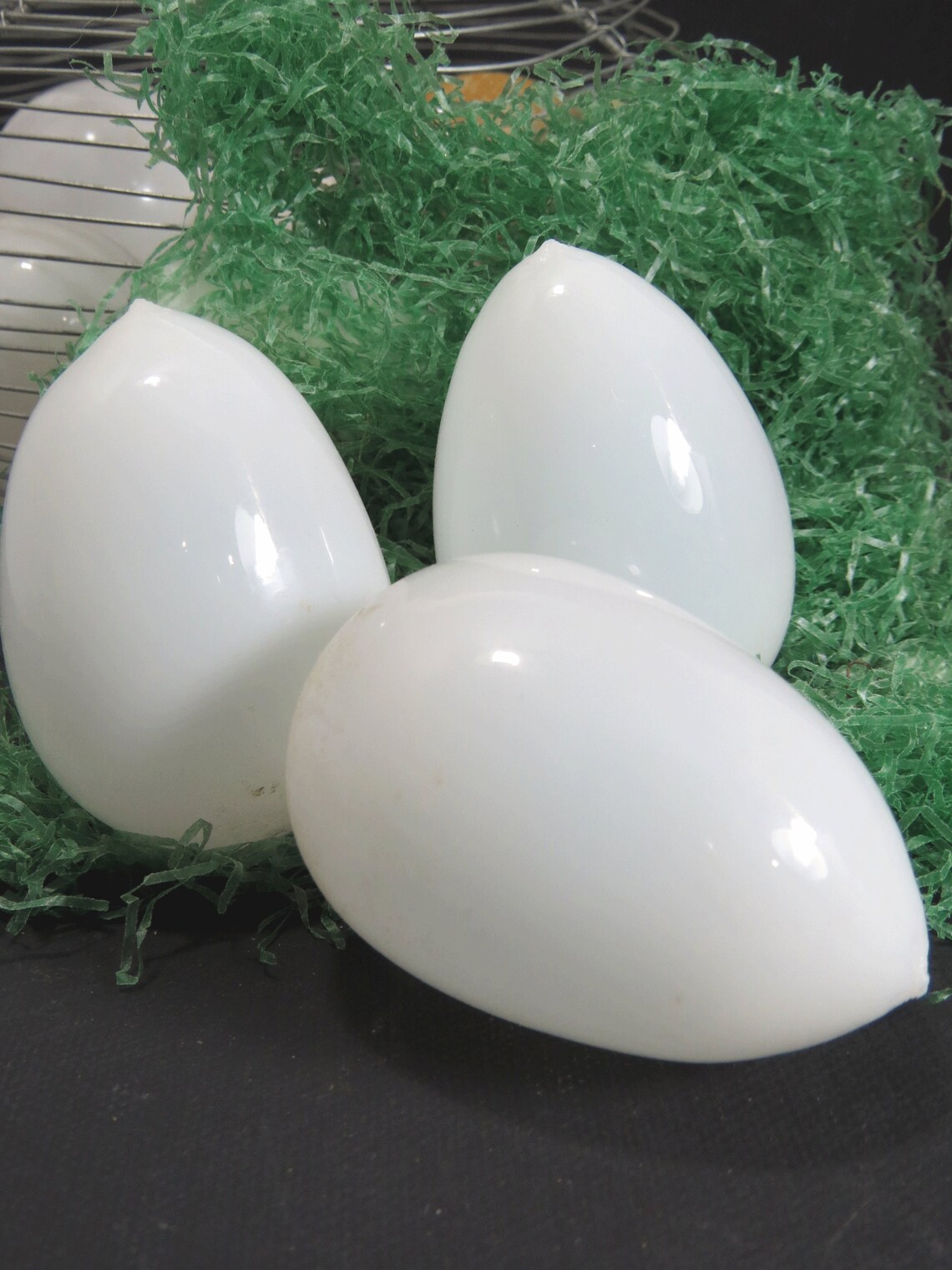 3 Hand Blown Milk Glass Eggs Victorian Farmhouse Cottage Etsy