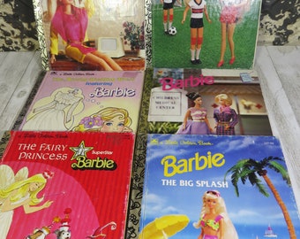 Vintage Barbie Doll Books Set of 6 1970s to 1990s Mattel, Inc. Little Golden Books