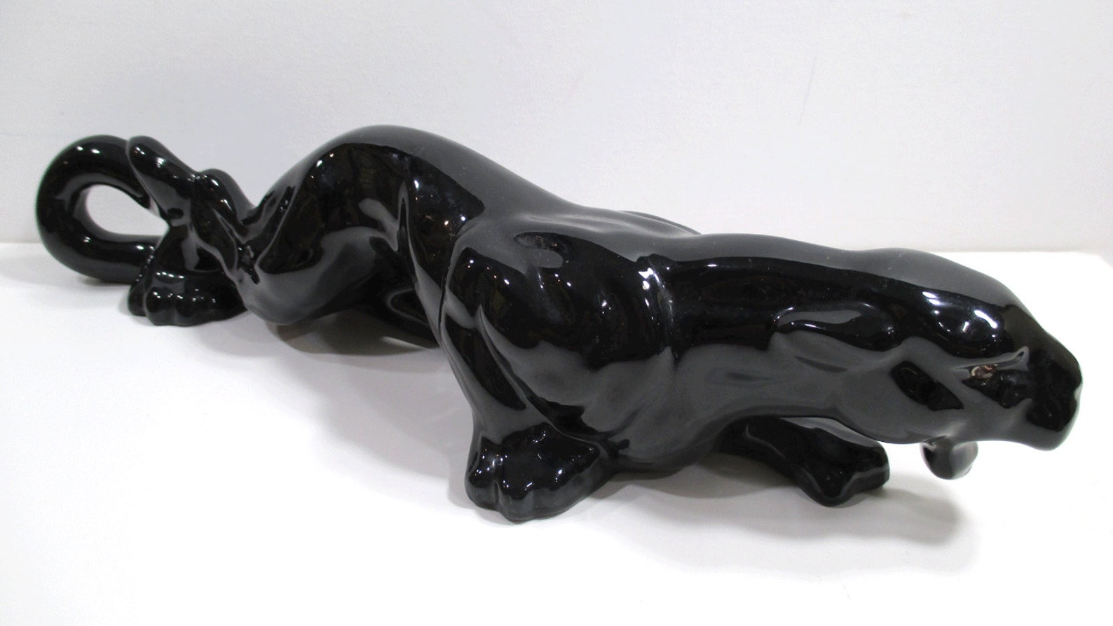 Black Panther Ceramic Figurine Mid Century Modern Home Decor Etsy
