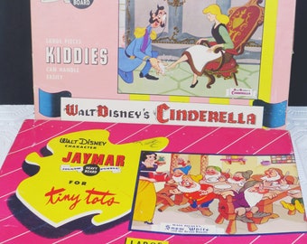 Vintage Jaymar Walt Disney Character Jigsaw Puzzles Set of 2 Cinderella & Snow White COMPLETE