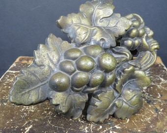 Vintage Grape Cluster Door Knocker Cast Iron Brass Overlay Renovation Hardware