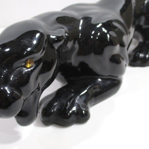 Black Panther Ceramic Figurine Mid Century Modern Home Decor - Man Cave