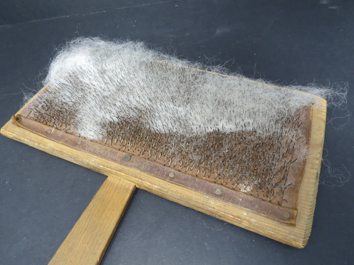 Primitive Wool Carding Combs Set of 2 Sheep Fiber Brushing Etsy