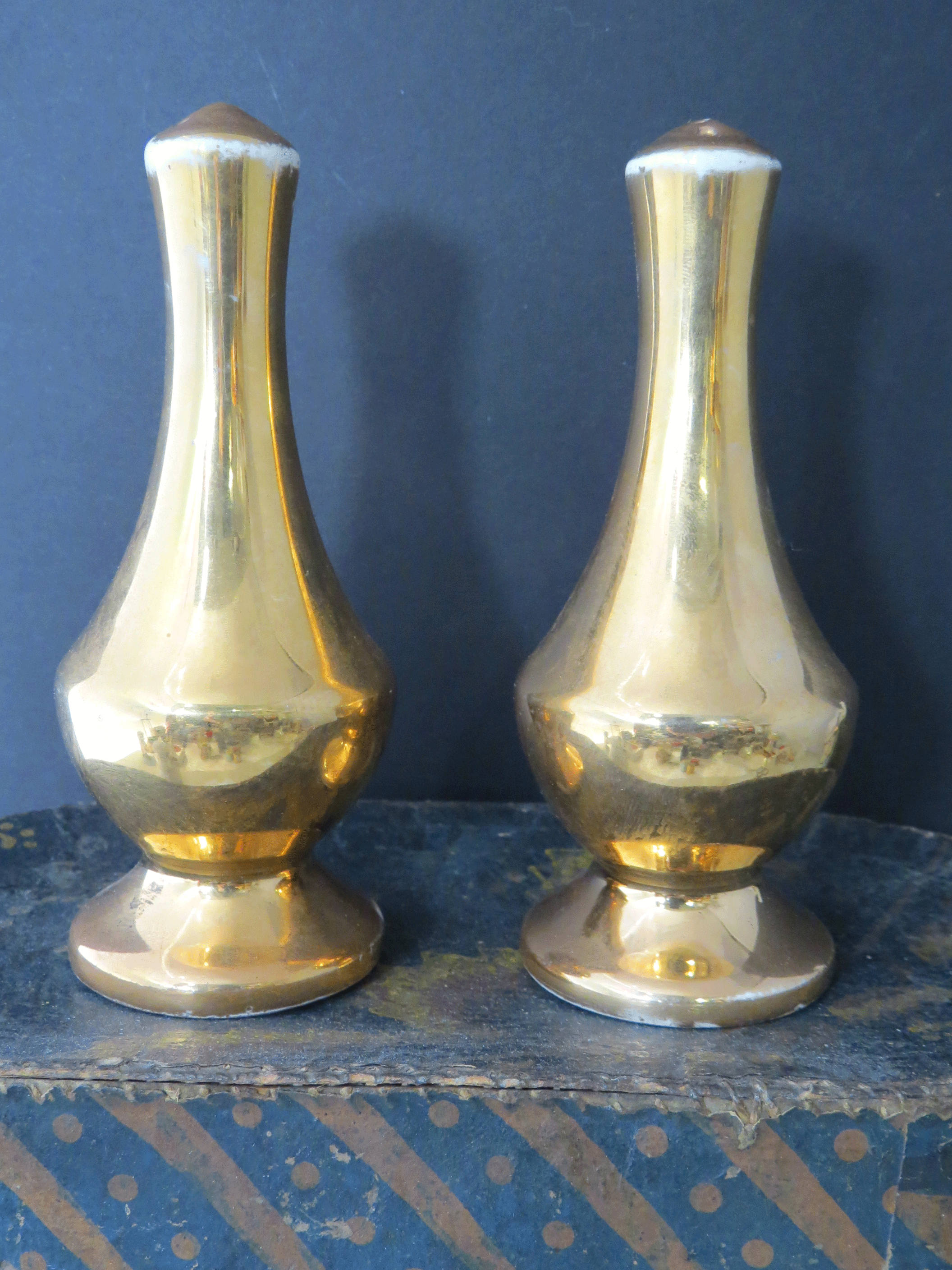 Gold Salt and Pepper Shakers Porcelana 22 KT Gold Warranted Etsy