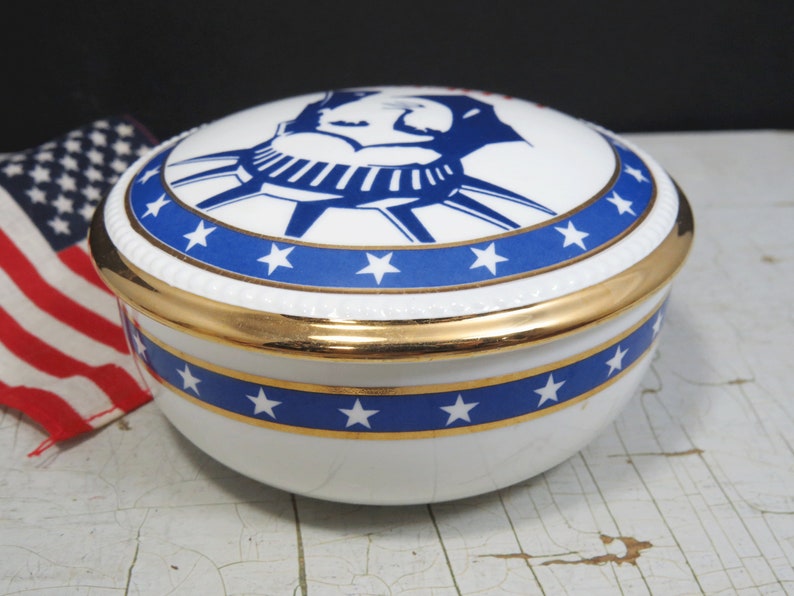 Lady Liberty Centennial Lidded Dish Villeroy /& Boch Bone China Vintage