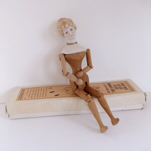 Vintage Shackman Victorian Style Doll Bisque Head Wooden Body image 2