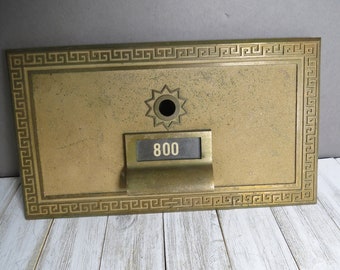 Vintage Post Office Mailbox Door Brass Large Architectural Salvage