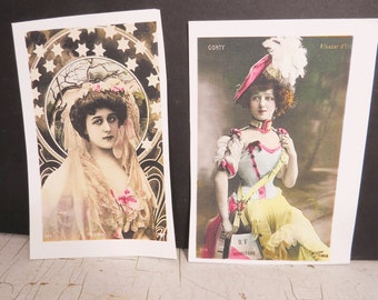 French Actress FABRIC Photos, Set of 2, Art Books & Quilts, Sewing, Vintage